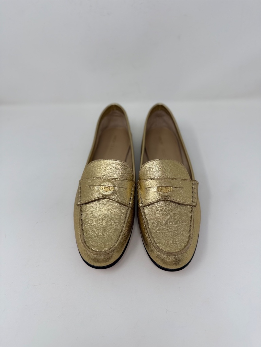 New Veronica Beard Penny Metallic Leather Loafer Gold Sz 9 - Picture 8 of 15